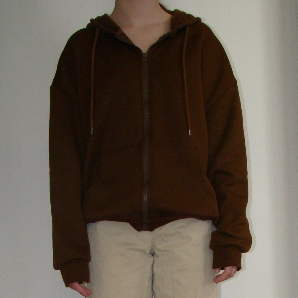 brown cotton zip up jacket